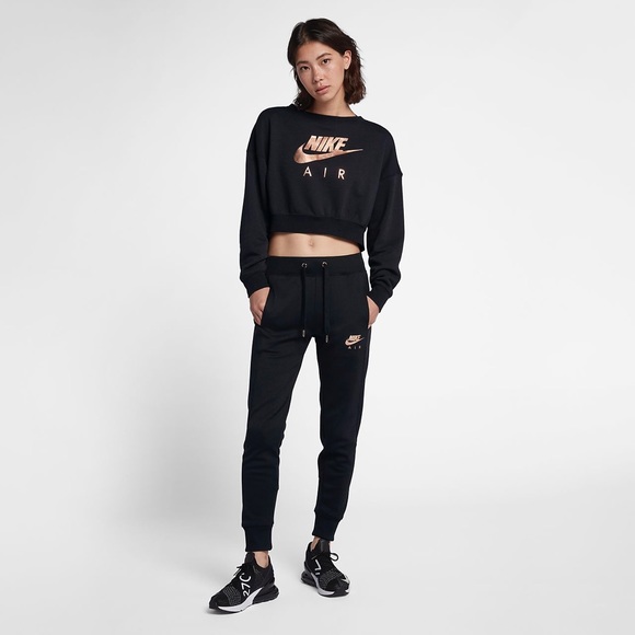 Black and rose gold nike sweatsuit Clearance